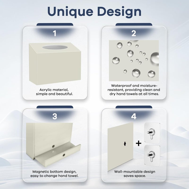 TAINESS Acrylic Hand Towel Box Cover Compatible with Kleenex Disposable Hand Towels Wall-Mounted Paper Towel Dispenser Suitable for Tabletop, Bathroom, Car, and Office Use (Beige) - Image 4